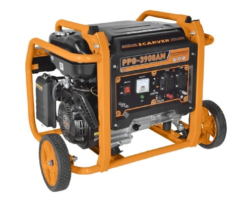 [Генераторы] Генератор CARVER PPG- 3900AM бензин [01.020.00027] { (LT-170F, 2,8/3,0 кВт, 220В, бак15 л, колеса)(12шт/пал) }