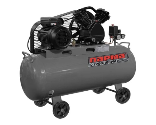 [Компрессоры] Компрессор Парма K-2200/100РМ [02.014.00007] { (масл.ременн., 2200Вт асинхр.,100л.,336л/мин, 8 Бар, вых.2шт/рапид)6ш }