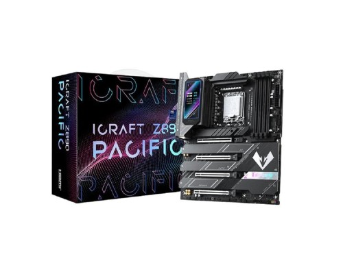 [Материнская плата] MAXSUN MS-iCraft Z890 PACIFIC (Socket 1851, ATX, 4*DDR5(256Gb), DP/HDMI, 4*SATA3, 4*M.2, 4xPCI-Ex16, 2*Type-C, 9*USB 3.1, LAN 1*5G, BT 5.4, Wi-Fi 7, SPDIF, black, RTL)