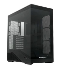 Case HSPD F711, Panoramic Full Tower, Black, TG, 0.7 SPCC, no fans ATX, mATX, mITX 190/420/280mm 2x2.5