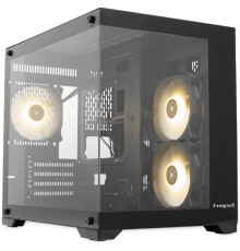 Case HSPD F330, Panoramic Mini-tower, Black, TG, 0.5 SPCC, 3x120mm ARGB (FN027) mATX, mITX 160/400/200mm 1x2.5