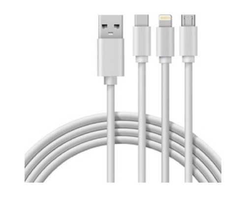 [Кабели] Rexant (18-1127) Кабель USB 3в1 Type-С (3A), Lightning (2,4A), micro USB (2A) 1м, ПВХ 