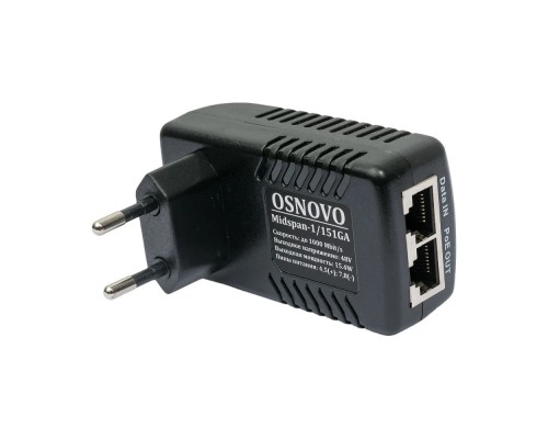 [Коммутаторы, модули, беспроводное оборудование] Midspan-1/151GA PoE-инжектор Gigabit Ethernet на 1 порт.