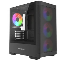 Powercase Корпус Mistral Micro A13B, Tempered Glass, 4x120mm FRGB fan, чёрный, mATX  (CMMA13B-L4)