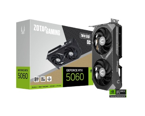[Видеокарта] Видеокарта ZOTAC GAMING GeForce RTX 5060 TWIN EDGE 8Gb GDDR7 128 bit  2280/2497  MHz  3*DP/HDMI  2*FAN (ZT-B50600E-10M) RTL 