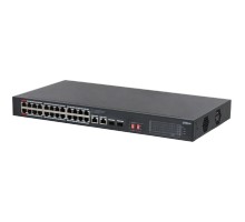 DAHUA DH-S3228-24GT-240 24-портовый неуправляемый гигабитный коммутатор с PoE, уровень L2 : 24 RJ45 10/100/1000Мбит/с (PoE/PoE+/Hi-PoE), 2 RJ45 10/100/1000Мбит/с (uplink), 2 SFP 1000Мбит/с (uplink)