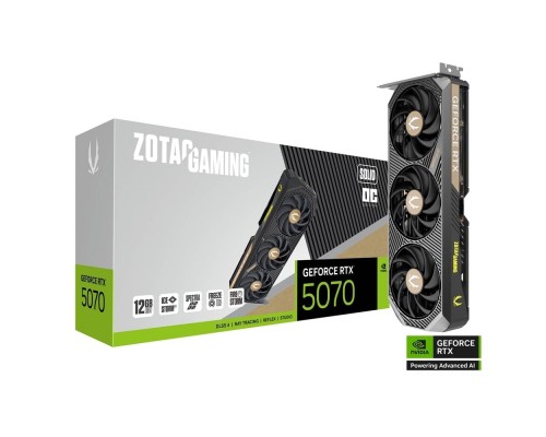[Видеокарта] Видеокарта ZOTAC GAMING GeForce RTX 5070 SOLID OC 12Gb DDR7 192 bit  2165/2542 MHz  3*DP/HDMI  3*FAN(ZT-B50700J-10P) RTL