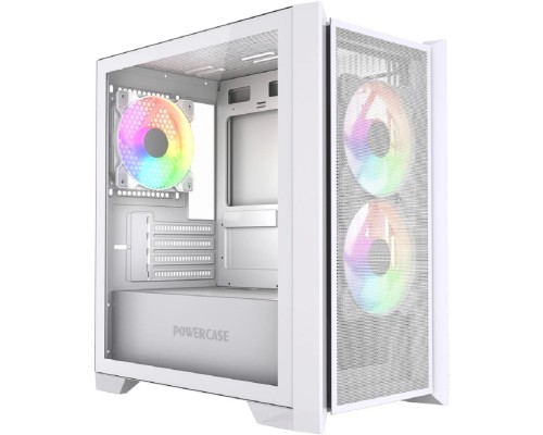 [Корпус] Powercase Alisio Micro Z3W ARGB V2, Tempered Glass, 3x 120mm ARGB fan, белый, mATX  (CAMZW-A3-V2)