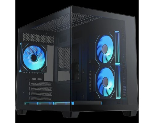 [Корпуса] Корпус XASTRA QW500M 6ARGB-C10-UC Black mATX/Aquarium/Screewless/ 6x120mm ARGB PWM FM fans/Argb+PWM HUB 10port/Type-C/ QW500M-6FM12A-C10-UC