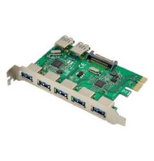 ORIENT VA-3U52PE, Контроллер PCI-Ex1, USB 3.2 Gen1 (USB 3.0), скорость до 5 Гбит/с, 5 внешних/2 внутренних порта,, VIA VL805+VL813 chipset, разъем доп.питания, oem (33268)