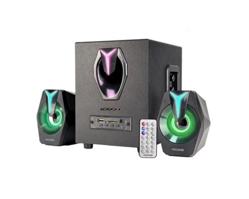 [Колонки] Microlab G100BT {3 Вт X 2 + 5 Вт, Гарм искаж: < 0,5% (1 Вт 1 кГц), Вх чув: 500 мВ, Част: 20 Гц - 20 кГц, Отношение сигнал/шум: > 65 дБ}