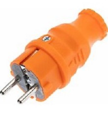 Rexant (111-202) Вилка влагозащищенная прямая COMPACT, с/з, 16А, IP44, каучук, оранжевая