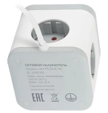 BURO BU-PC3.1UC-W 1.5м (3 розетки) белый (коробка) {2090219}