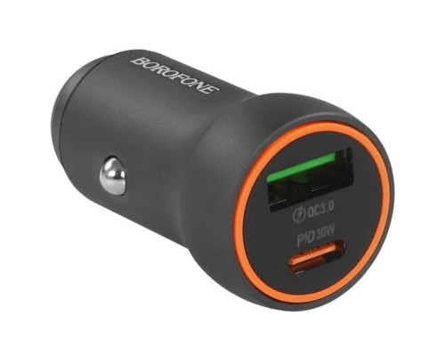 [Аксессуар] BOROFONE BZ32A/ Авто ЗУ/ PD + QC 3.0/ 2 USB: Type-C + Type-A/ Выход: 30W + 18W/ графит