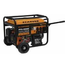 Генератор CARVER PPG- 8000Е бензин { (LT-190F, 6,0/6,5кВт, 220В, бак 25л,эл.ст, кол/рук. медь) }