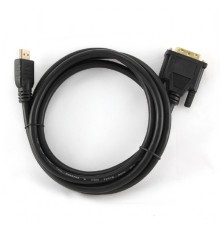 Кабель HDMI-DVI Cablexpert CC-HDMI-DVI-6, 19M/19M, single link, медь, позол.разъемы, экран, 1.8м, черный, пакет