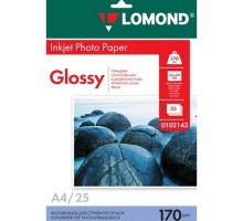 LOMOND 0102143  Фотобумага односторонняя глянцевая А4, 170г/м2, 25 листов