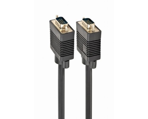 [кабели] Gembird/Cablexpert CC-PPVGA-10m, Кабель VGA Premium ,  15M/15M, 10м, серый, тройной экран, феррит.кольца 