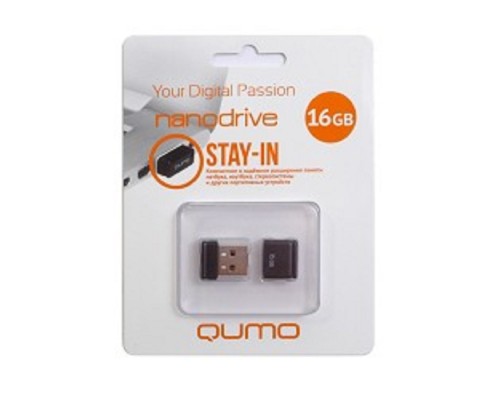 [Носитель информации] USB 2.0 QUMO 16GB NANO [QM16GUD-NANO-B] Black