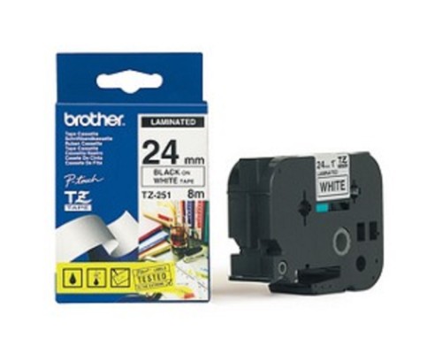 [Расходные материалы] Brother TZE-251 Картридж с лентой (P-Touch, 24мм, Черный на белом) (TZE251)
