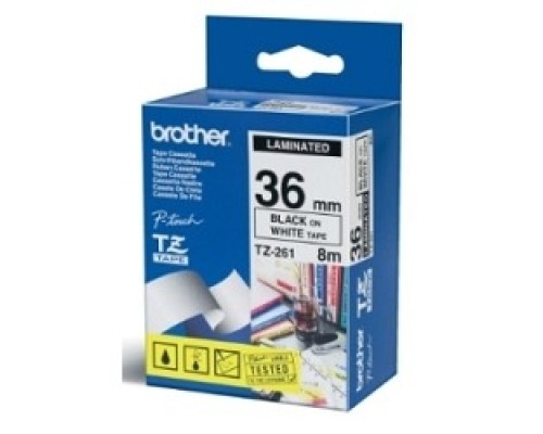 [Расходные материалы] Brother TZE-261 Картридж для термопринтера P-Touch с лентой 36 мм черный на белом (TZE261)