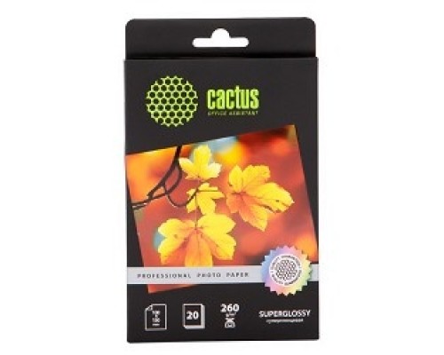 [Бумага] CACTUS CS-HGA626020 Фотобумага Professional, суперглянцевая, 10x15, 260 г/м2, 20 листов