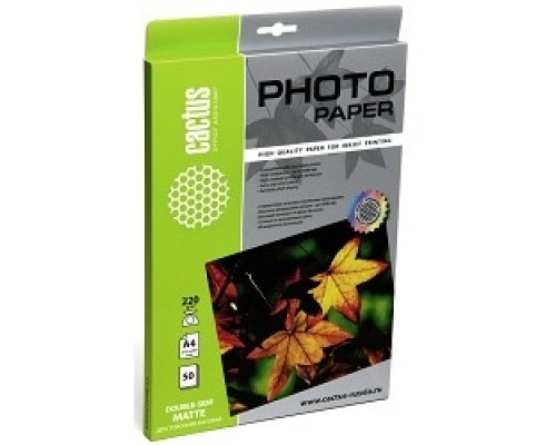 [Бумага] Cactus CS-MA422050DS Фотобумага матовая двусторонняя, А4, 220 г/м2, 50 листов