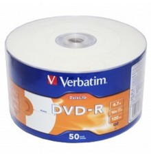 Verbatim  Диски DVD-R  4,7 Gb 16x DataLife Inkjet Printable, Shrink, 50 шт (43793)