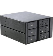 Procase T3-203-SATA3-BK {Hot-swap корзина 3 SATA3/SAS 6Gb (черный) hotswap trayless aluminium mobie rack module (2x5,25) 1xFAN 80x15mm}