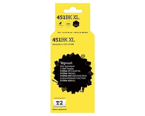 [Расходные материалы] T2 CLI-451BK XL Картридж (IC-CCLI-451BK) для Canon PIXMA iP7240/MG5440/6340/MX924, черный, с чипом, 11 мл.