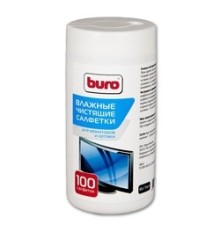 Салфетки BURO BU-Tscrl для экранов ЭЛТ мониторов/плазменных/ЖК телевизоров/мониторов с покрытием из стекла туба 100шт влажных [817440]