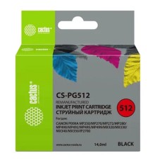 Cactus PG-512 Картридж для Canon PIXMA MP240/ MP250/MP260/ MP270/ MP480/ MP490/ MP492/MX320/ MX330, черный, 14 мл