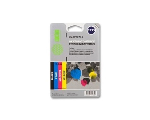 [расходные материалы] CACTUS EPT0735 Комплект картриджей для Epson Stylus С79/C110/СХ3900/CX4900, черный/голубой/пурпурный/желтый, 4 картриджа по 11мл, 