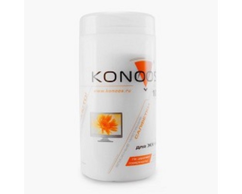[Чистящие средства] Konoos KBF-100 Салфетки для ЖК-экранов в банке, 100 шт.