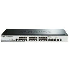 D-Link DGS-1510-28P/A1A PROJ Настраиваемый L2+ стекируемый коммутатор с 24 портами 10/100/1000Base-T, 2 портами 1000Base-X SFP и 2 портами 10GBase-X SFP+ (24 порта PoE 802.3af/at, PoE-бюджет 193 Вт)