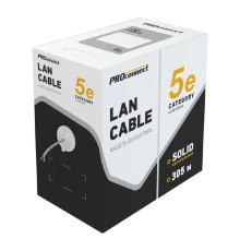 PROconnect (01-0052) Кабель витая пара U/UTP, CAT 5e, PVC, 4PR, 24AWG, INDOOR, SOLID, серый, 305м