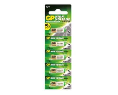 [Батарейки] GP 27A-BC5(27AFRA-2C5) 100/1000 Super Alkaline 27A,  5 шт MN27 (5 шт. в уп-ке) {02982}