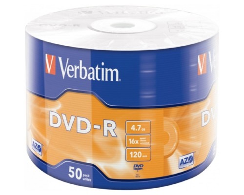 [Диск] Verbatim  Диски DVD-R Verbatim 16-x 4.7Gb (50 шт)/Shrink/50 Azo (43788)  