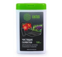 CACTUS Салфетки CS-T1005 Мини туба с чистящими салфетками для планшетов, ноутбуков и моб.тел.,100 шт