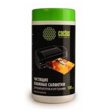CACTUS Салфетки CS-T1002 Туба с чистящими салфетками для компьютеров и оргтехники, 100 шт