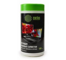 CACTUS Салфетки CS-T1001 Туба с чистящими салфетками для экранов и оптики, 100 шт
