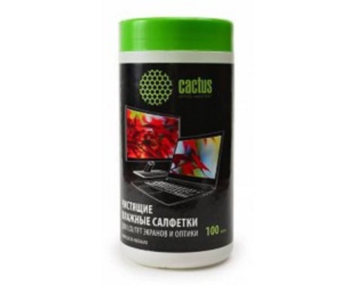 [Чистящие средства ] CACTUS Салфетки CS-T1001 Туба с чистящими салфетками для экранов и оптики, 100 шт