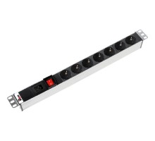 REM Блок розеток Rem-16 с выкл., 7 Schuko, вход IEC 60320 C20, 16A, алюм., 19