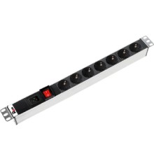 REM Блок розеток Rem-16 с выкл., 7 Schuko, вход IEC 60320 C20, 16A, алюм., 19