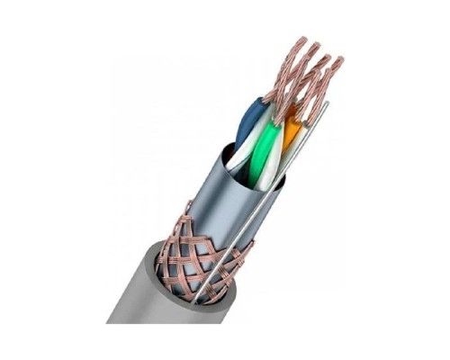 [Экранированная витая пара FTP (бухты)] Rexant (01-0343) Кабель витая пара SF/UTP, CAT 5e, PVC, 4PR, 24AWG, INDOOR, STRANDED, серый, 305м