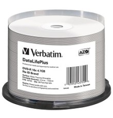 Verbatim  Диски DVD-R  4.7Gb 16-х, Cake Box 50шт. Printable (43755)