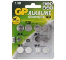 GP ACM01-CR12 12/1440 (Набор дисковых батареек, 12 шт. в уп-ке) {Количество в упаковке — 12 (2 x LR41 (192), 2 x LR43 (186), 4 x LR44 (A76), 2 x LR54 (189), 2 x LR60 (164))}  