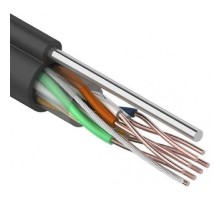 Rexant (01-0046) Кабель витая пара U/UTP, CAT 5e, PE, 4PR, 24AWG, OUTDOOR, SOLID, черный, с тросом, 305м