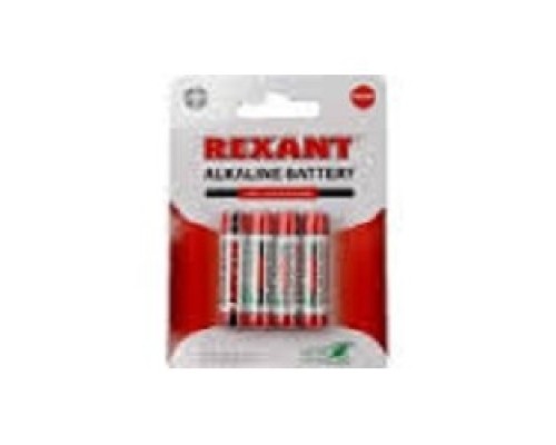 [Батарейка] Rexant (30-1027) Батарейка алкалиновая AA/LR6, 1,5В, 4 шт, блистер