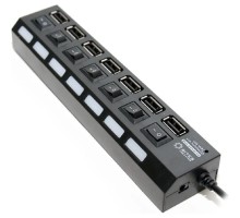 5bites HB27-203PBK Концентратор 7*USB2.0 / БП 5В-2А / 1M / BLACK